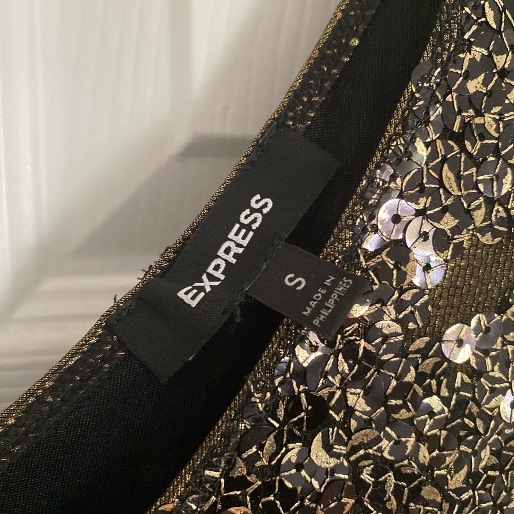 Vintage Express Gold Sequin mini dress - Picture 2 of 3